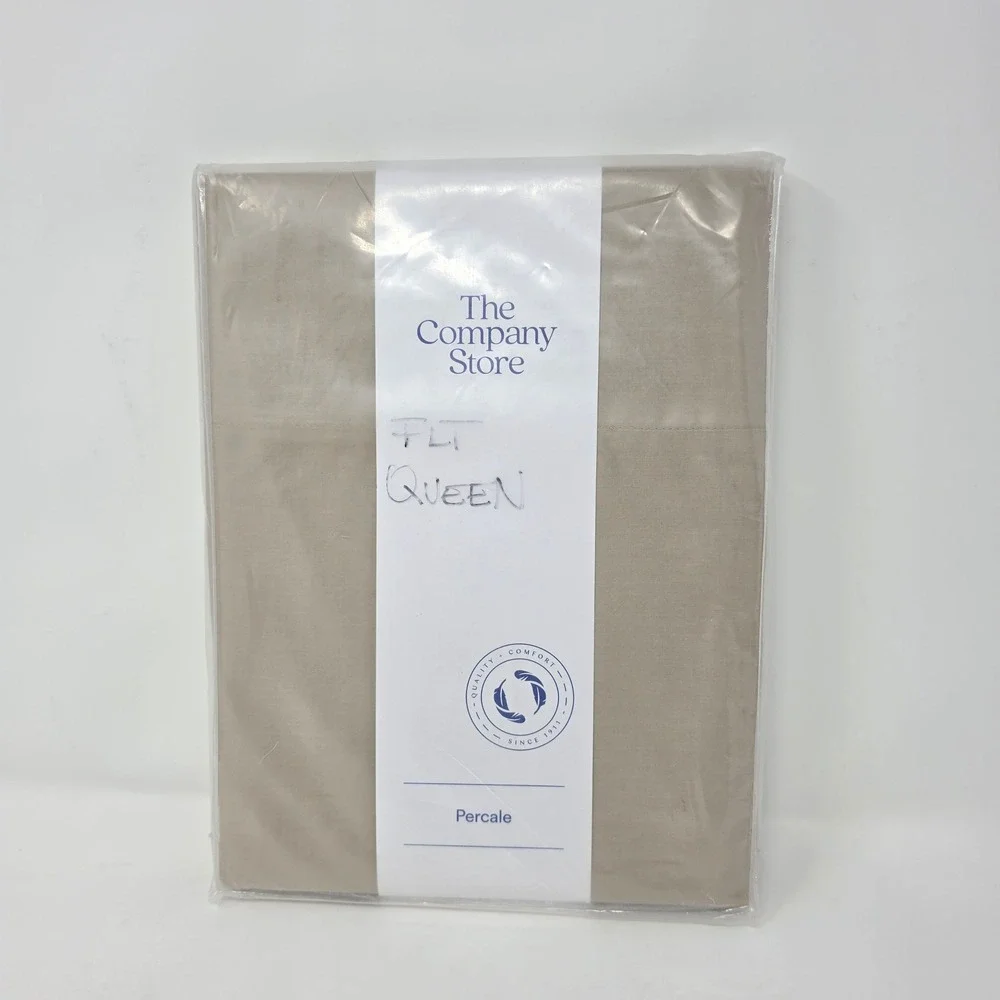 The Company Store Queen Flat Sheet Cotton Percale Cocoa Brown 50652A-Q-COCOA